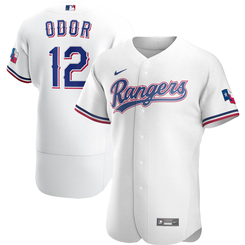 MLB Men Texas Rangers 12 Rougned Odor Nike White Home 2020 Authentic Player Jersey 